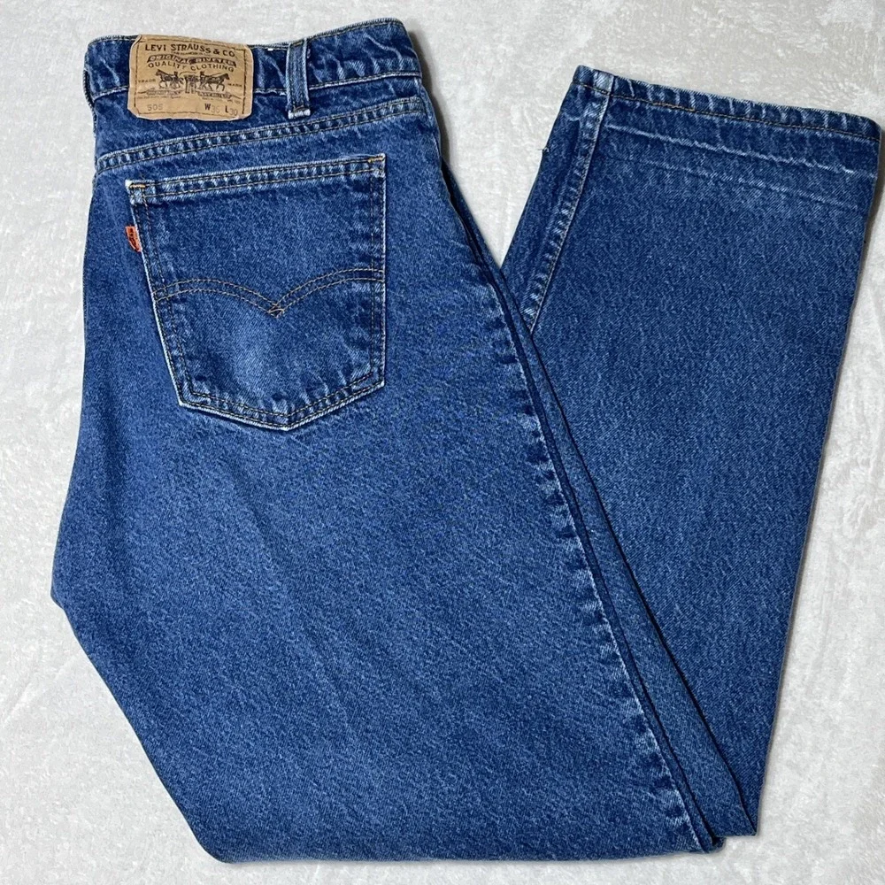 Levis 505 Jeans Mens 36x30 (35x29) VTG Regular Fit Straight Orange Tab 90s USA